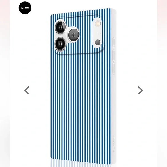 BRAND NEW. Flaunt iPhone 17 pro max MagSafe square case. Blue & white stripes. - Picture 2 of 10
